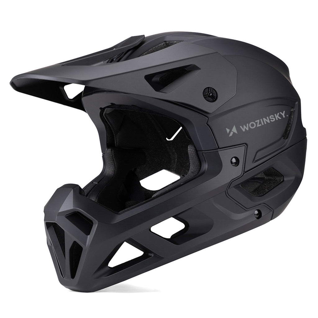 Wozinsky pilno veido dviračio šalmas su nuimama viršūne 57-59 cm - juodas -- Bicycle Helmets