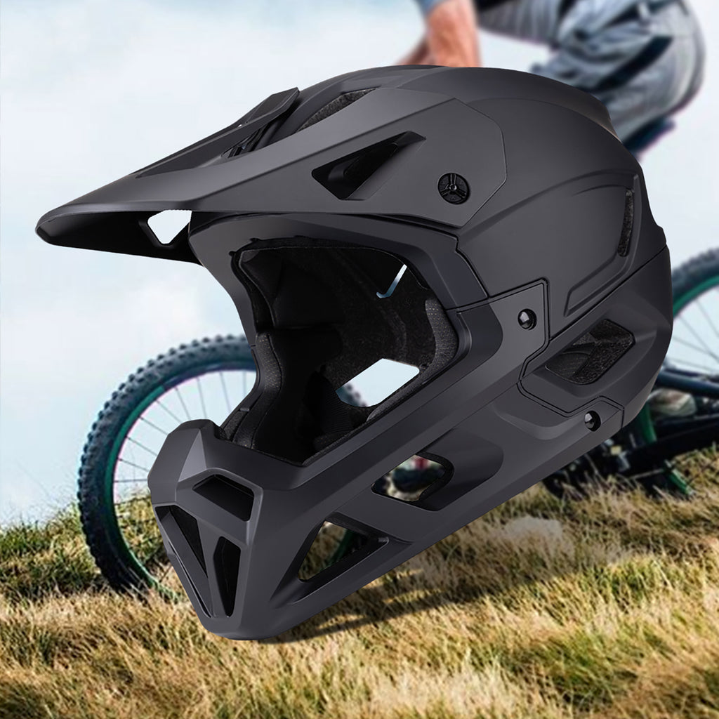 Wozinsky pilno veido dviračio šalmas su nuimama viršūne 57-59 cm - juodas -- Bicycle Helmets