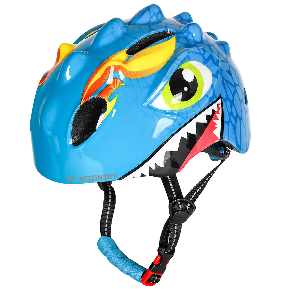 Wozinsky vaikiški dviračio šalmas, Drakonų raštas, Lengvas, S - Mėlynas -- Bicycle Helmets