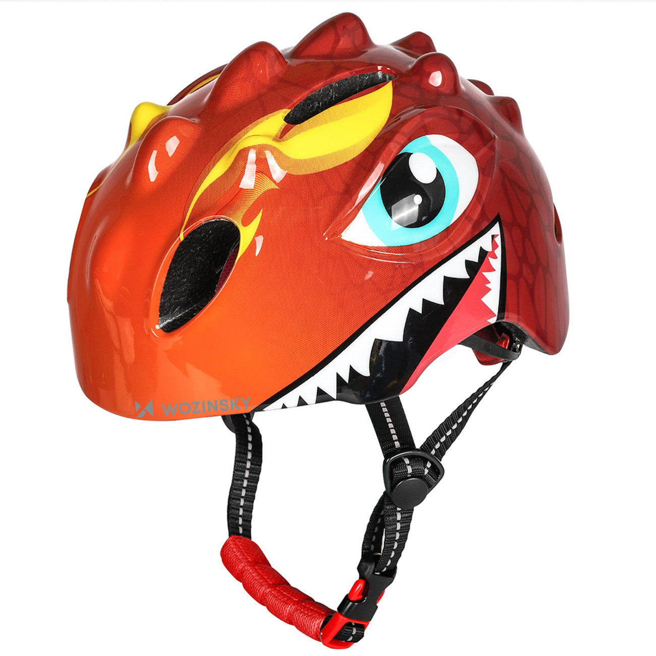 Wozinsky vaikiški dviračio šalmas, Drakonų raštas, Lengvas, S - Raudonas -- Bicycle Helmets