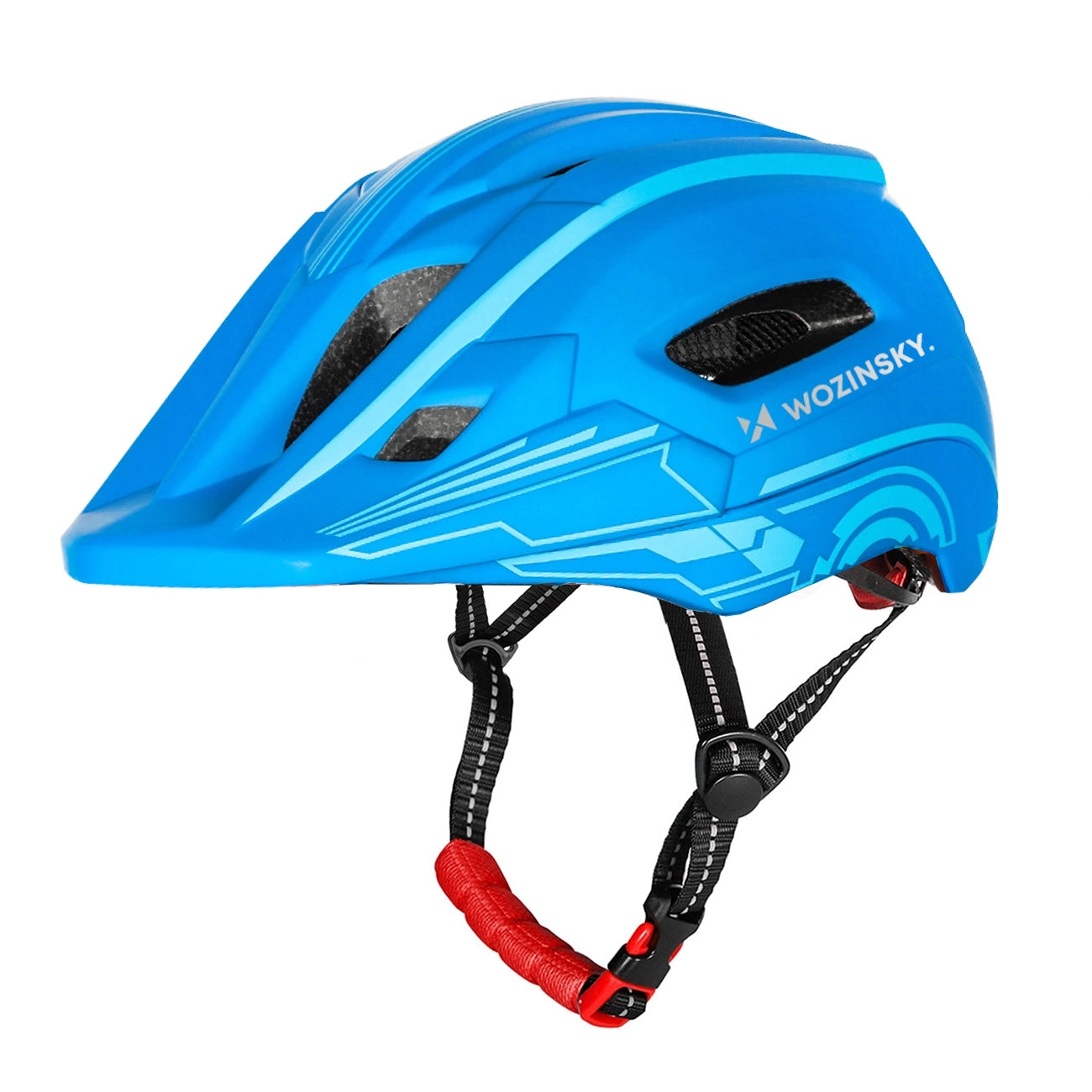 Wozinsky vaikiško pilno veido dviračio šalmas su USB galine šviesa S - Mėlynas -- Bicycle Helmets