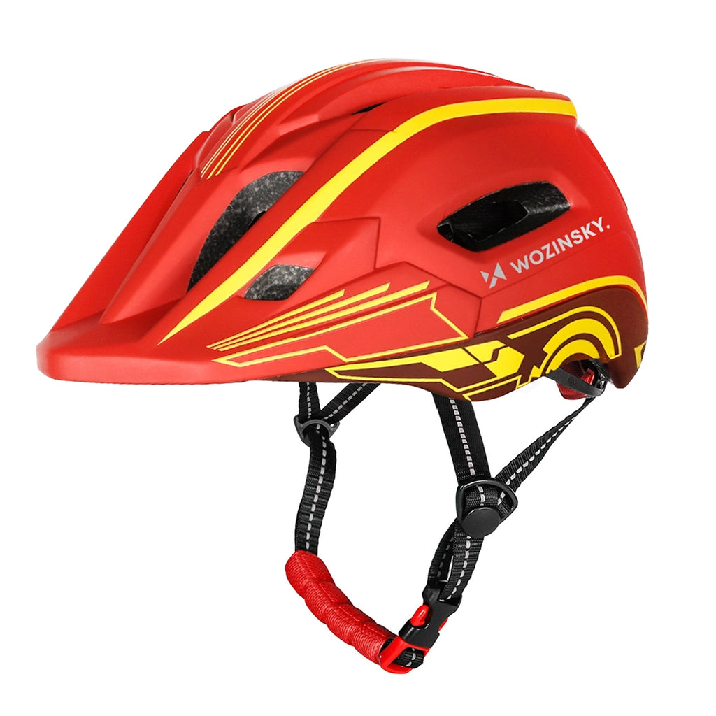 Wozinsky vaikiško pilno veido dviračio šalmas su USB galine šviesa S - Raudona ir geltona -- Bicycle Helmets