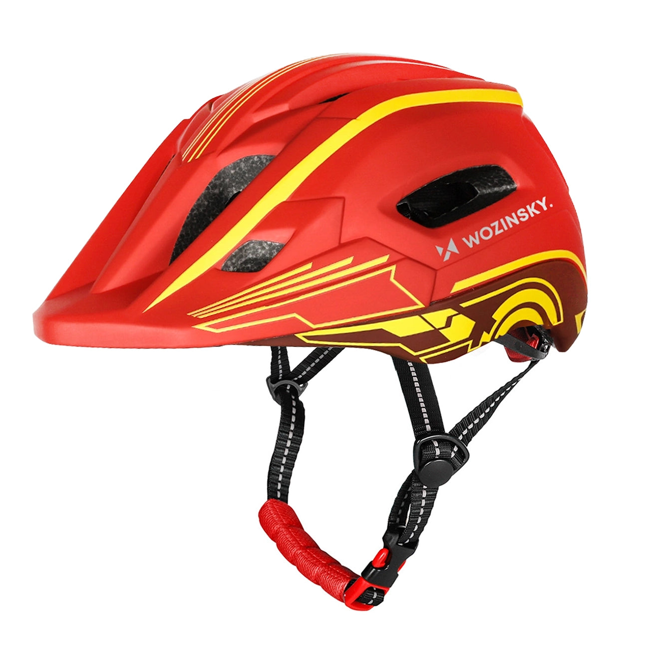 Wozinsky vaikiško pilno veido dviračio šalmas su USB galine šviesa S - Raudona ir geltona -- Bicycle Helmets