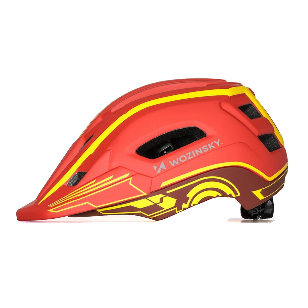 Wozinsky vaikiško pilno veido dviračio šalmas su USB galine šviesa S - Raudona ir geltona -- Bicycle Helmets