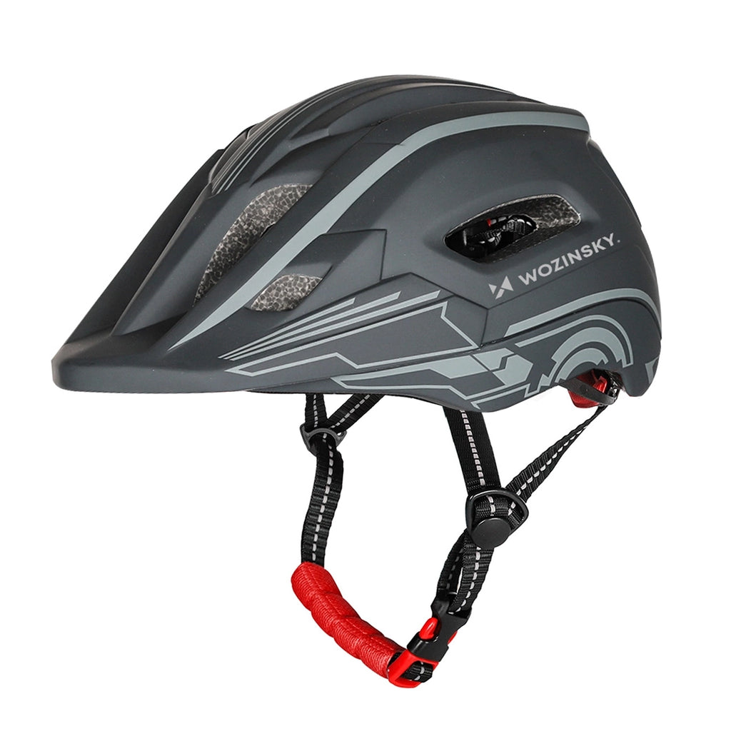 Wozinsky Vaikų pilnaviduriai dviračio šalmas su USB galine šviesa S - Pilka -- Bicycle Helmets