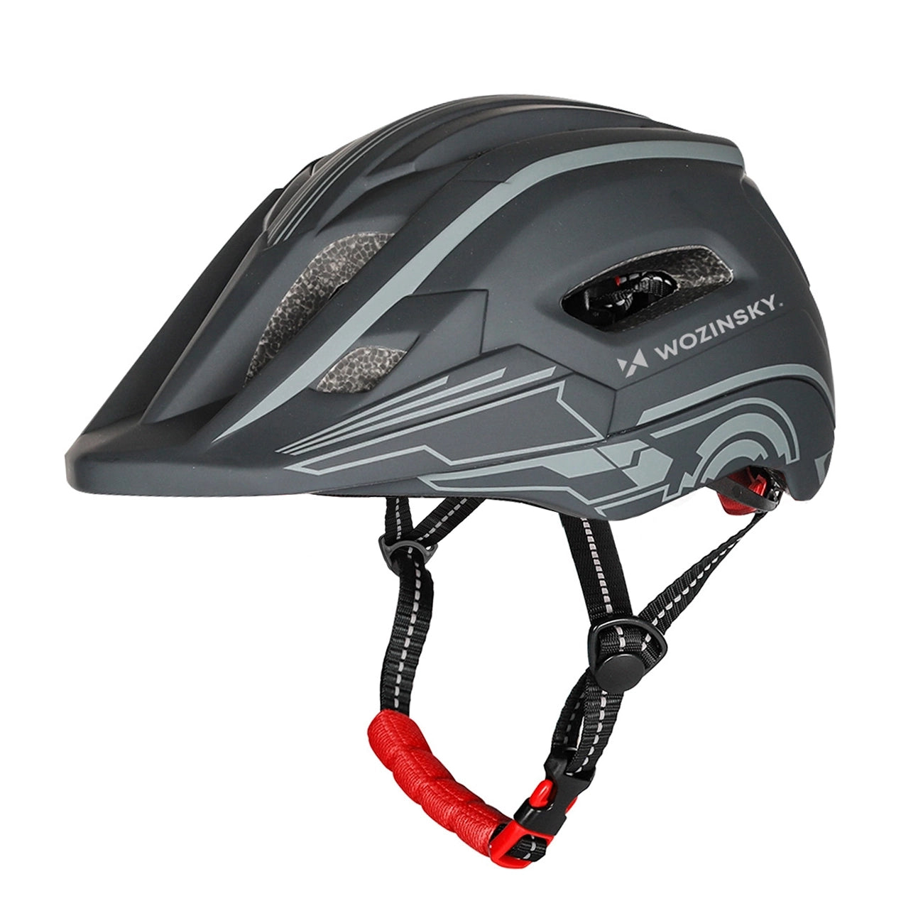 Wozinsky Vaikų pilnaviduriai dviračio šalmas su USB galine šviesa S - Pilka -- Bicycle Helmets