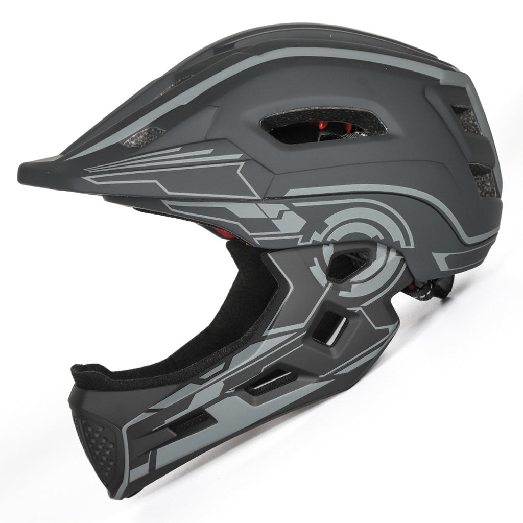 Wozinsky Vaikų pilnaviduriai dviračio šalmas su USB galine šviesa S - Pilka -- Bicycle Helmets