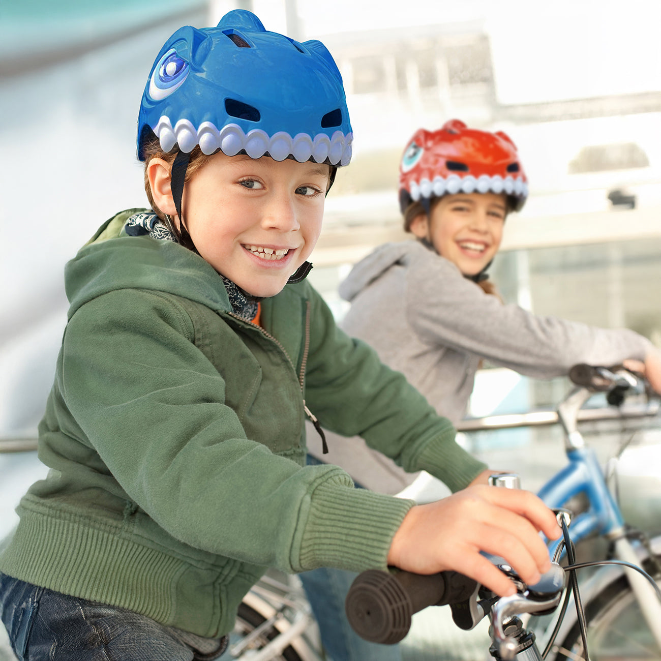 Wozinsky vaikiški dviračio šalmas su dinozauro raštu S - Mėlynas -- Bicycle Helmets