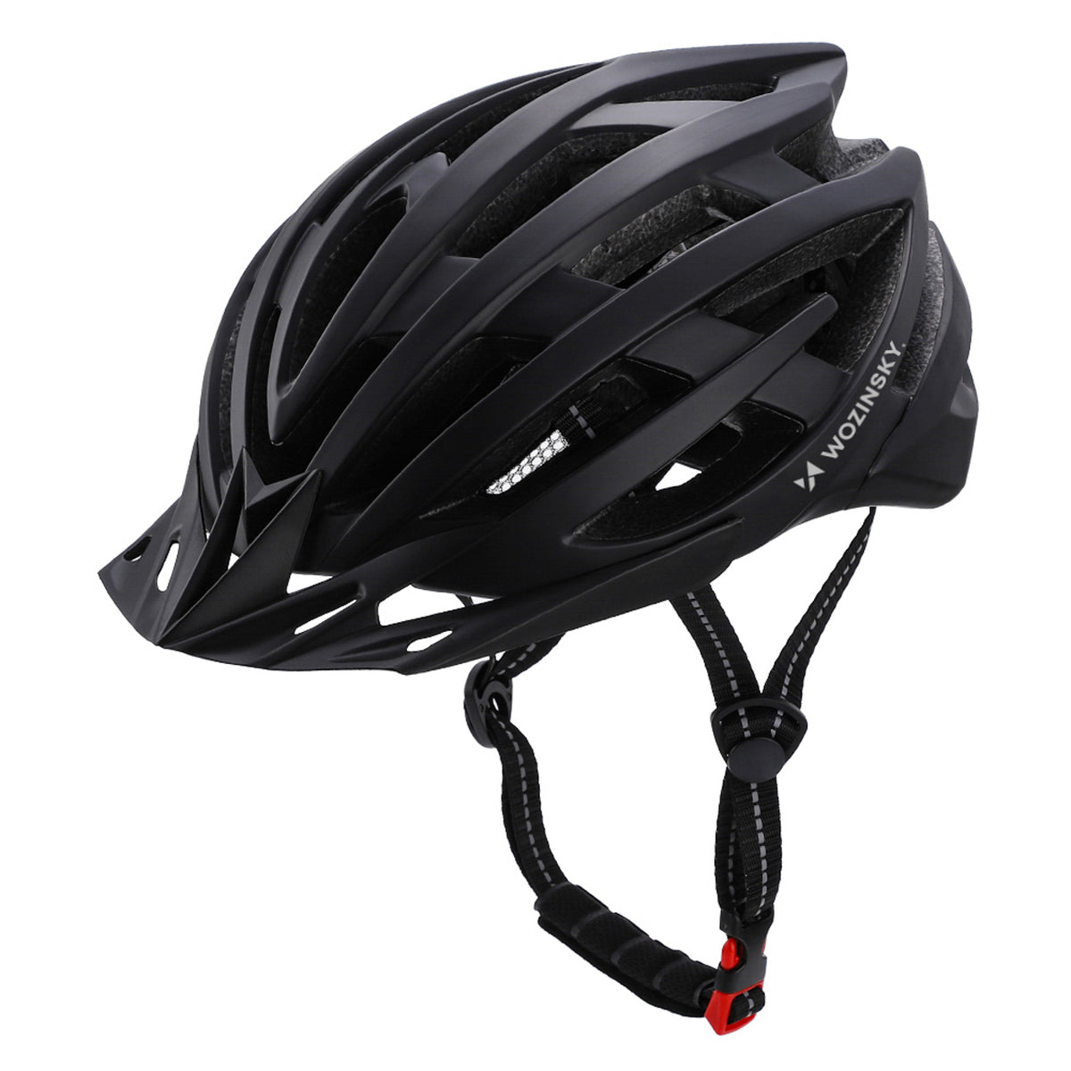 Wozinsky MTB dviračio šalmas su nuimama vesolė ir užpakaliu USB žibintuve L - Juodas -- Bicycle Helmets