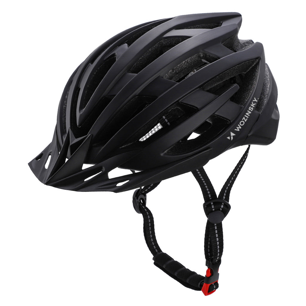 Wozinsky MTB dviračio šalmas su nuimama vesolė ir užpakaliu USB žibintuve L - Juodas -- Bicycle Helmets