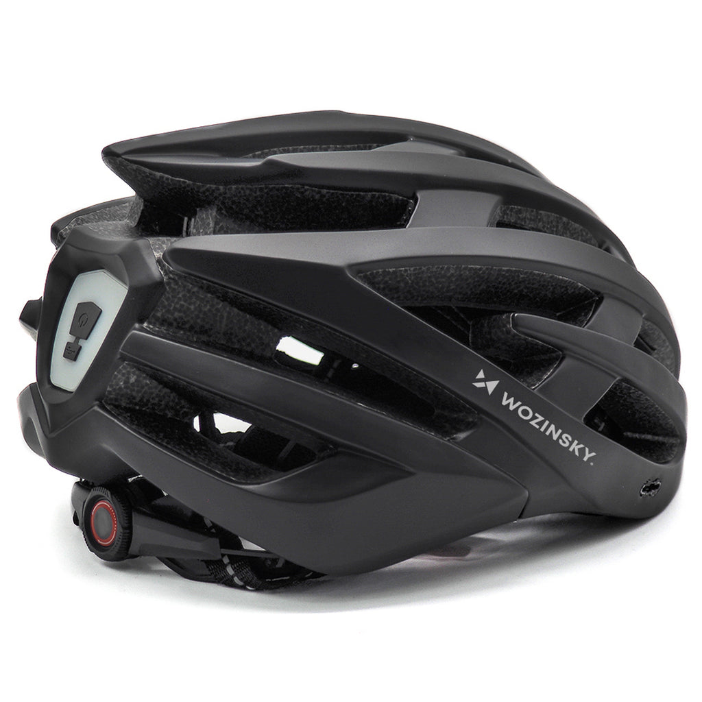Wozinsky MTB dviračio šalmas su nuimama vesolė ir užpakaliu USB žibintuve L - Juodas -- Bicycle Helmets