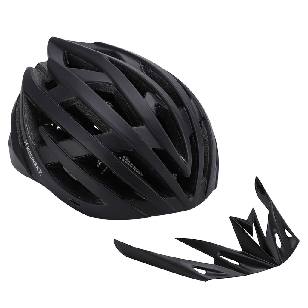 Wozinsky MTB dviračio šalmas su nuimama vesolė ir užpakaliu USB žibintuve L - Juodas -- Bicycle Helmets