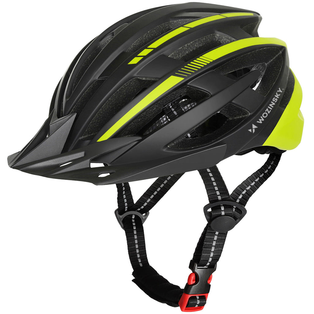 Wozinsky MTB dviračio šalmas su nuimama vesolė ir užpakaliu USB žibintuve L - Juodas ir geltona -- Bicycle Helmets