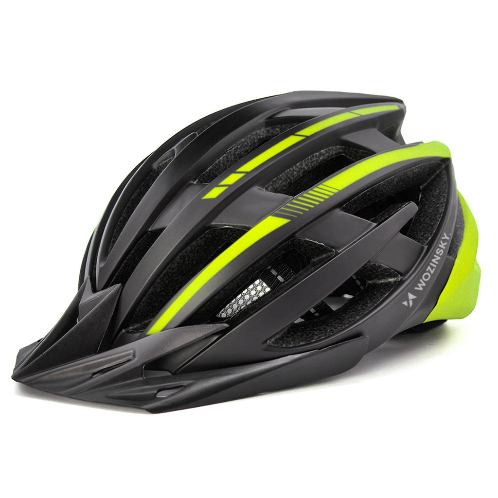 Wozinsky MTB dviračio šalmas su nuimama vesolė ir užpakaliu USB žibintuve L - Juodas ir geltona -- Bicycle Helmets