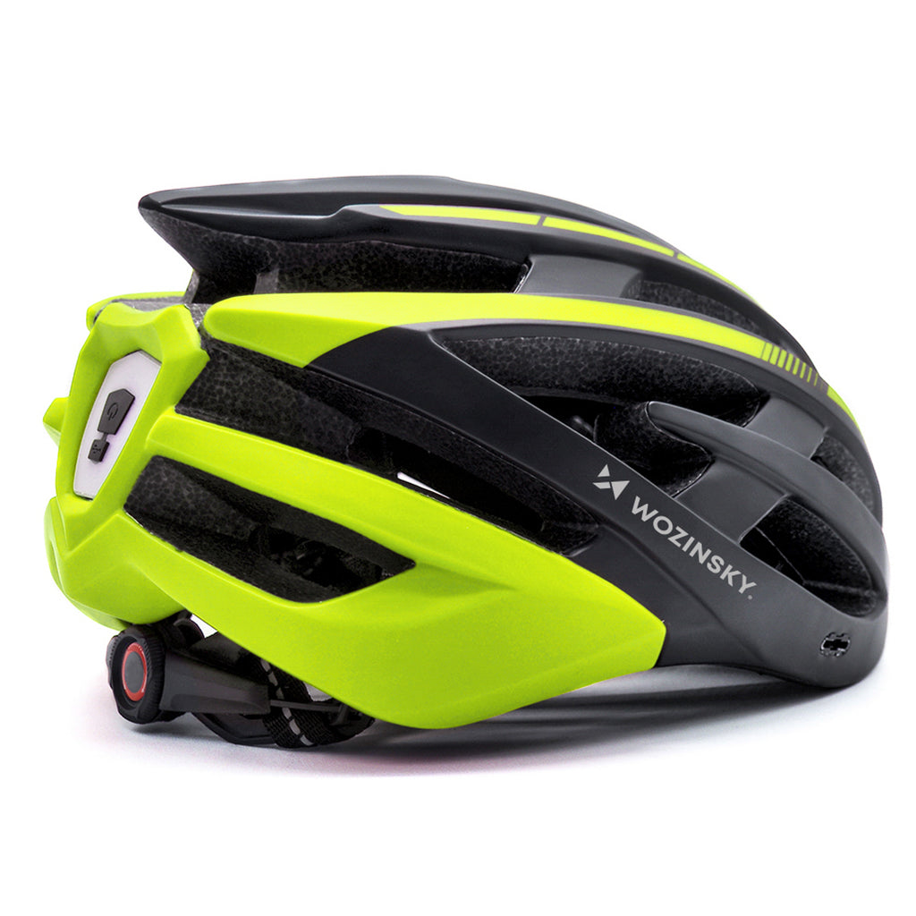 Wozinsky MTB dviračio šalmas su nuimama vesolė ir užpakaliu USB žibintuve L - Juodas ir geltona -- Bicycle Helmets