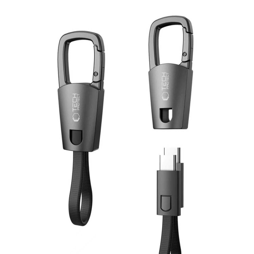 Tech-Protect Laidas Ultraboost DNA su raktų pakabuku USB-C PD 60W / 3A - pilkas -- Cell phone cables