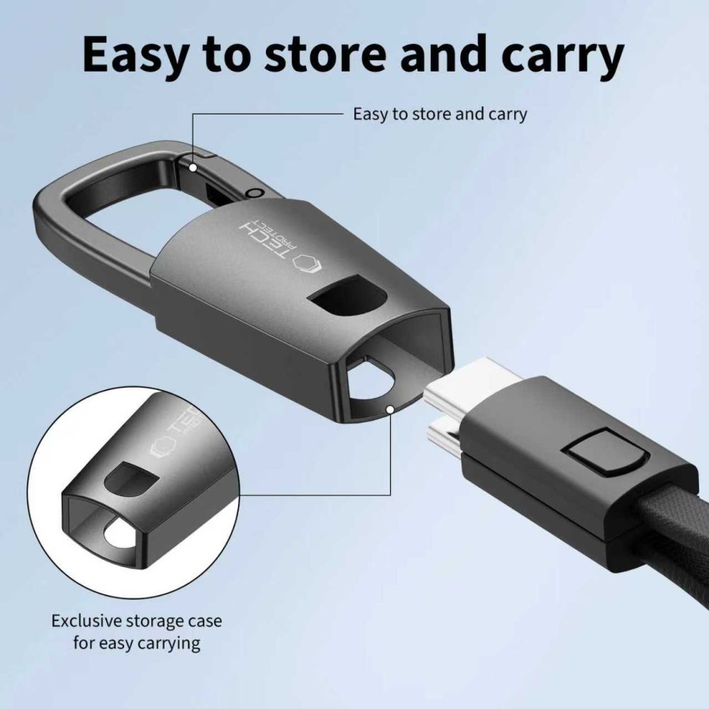 Tech-Protect Laidas Ultraboost DNA su raktų pakabuku USB-C PD 60W / 3A - pilkas -- Cell phone cables