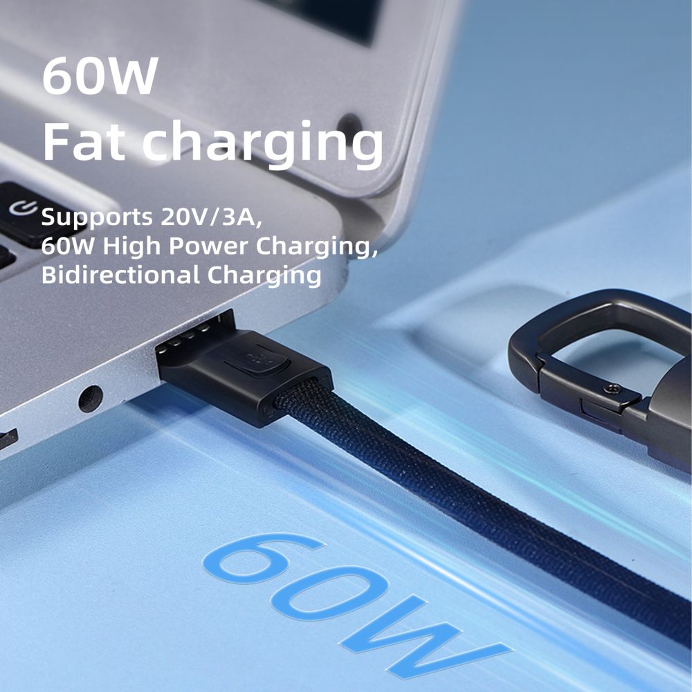 Tech-Protect Laidas Ultraboost DNA su raktų pakabuku USB-C PD 60W / 3A - pilkas -- Cell phone cables