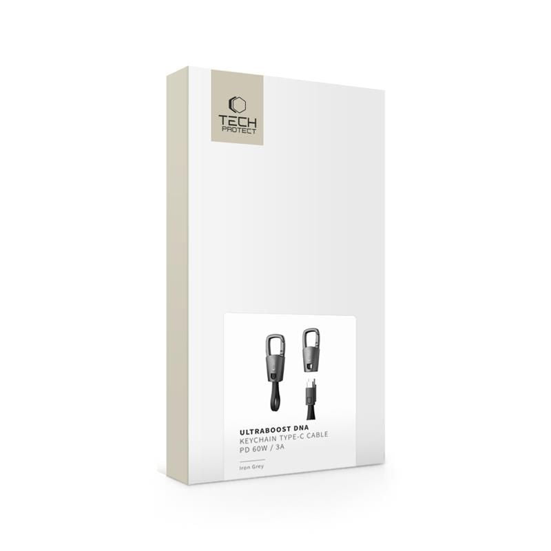 Tech-Protect Laidas Ultraboost DNA su raktų pakabuku USB-C PD 60W / 3A - pilkas -- Cell phone cables