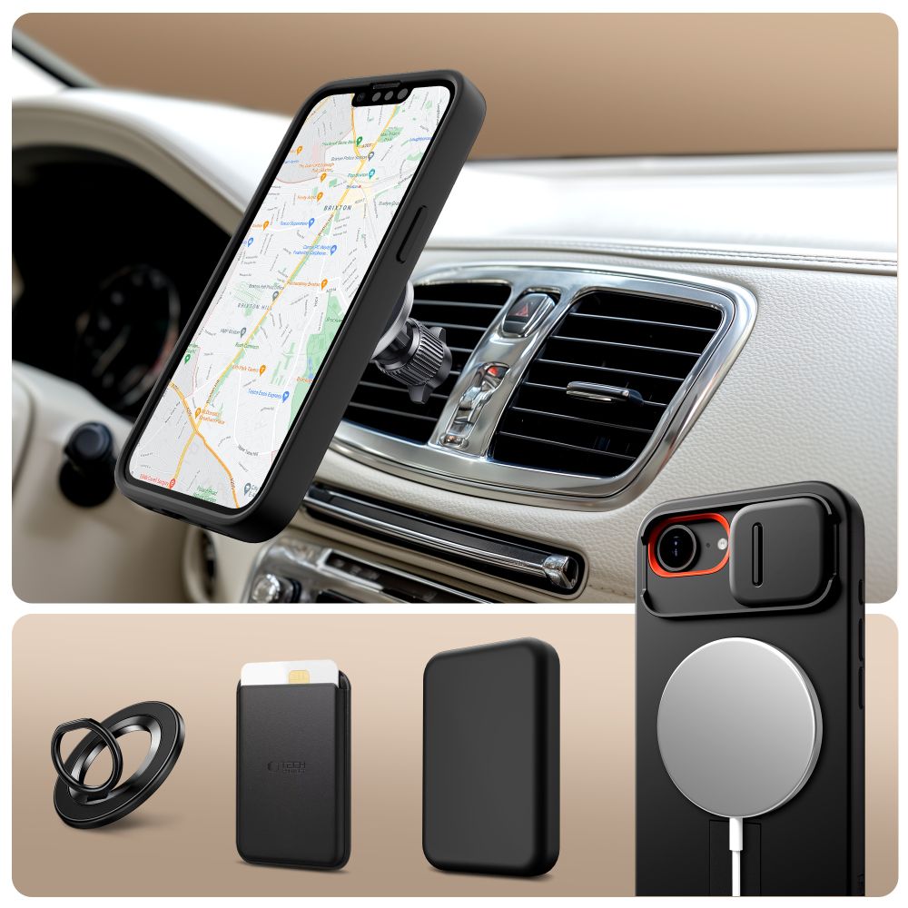 Tech-Protect Kevlar Aura MagSafe dėklas iPhone 16e – juodas -- iPhone 16e