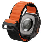 Spigen WBF1 dirželis, skirtas Apple Watch 44/45/46/49 mm – juodas ir oranžinis