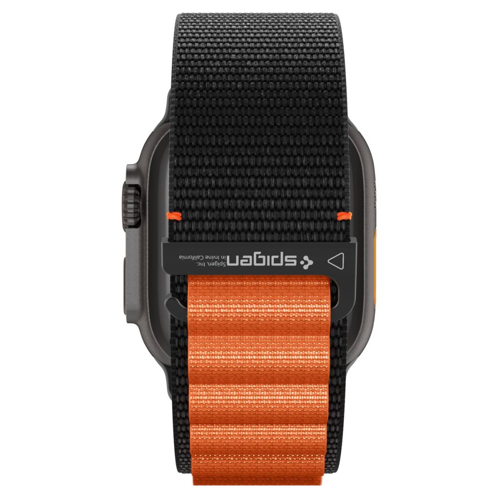Spigen WBF1 dirželis, skirtas Apple Watch 44/45/46/49 mm – juodas ir oranžinis