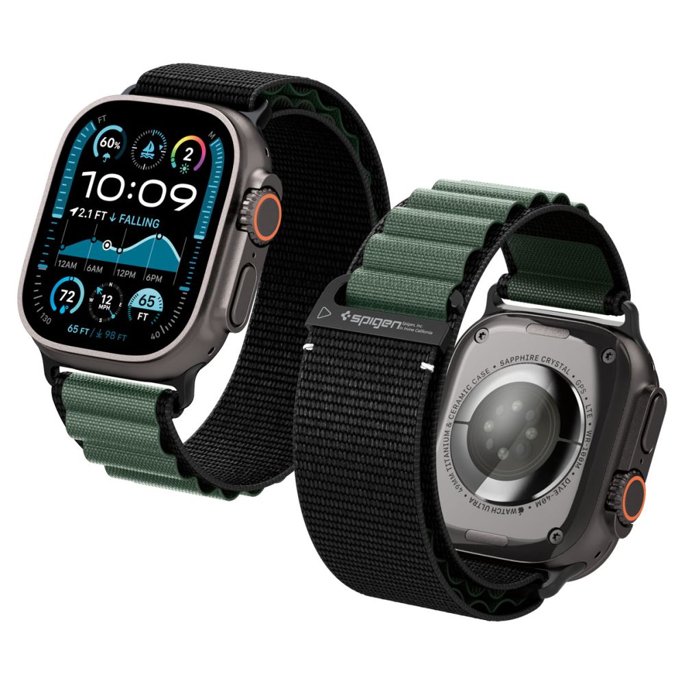 Dirželis Spigen WBF1 dirželis Apple Watch 44 / 45 / 46 / 49 mm - juodas ir žalias