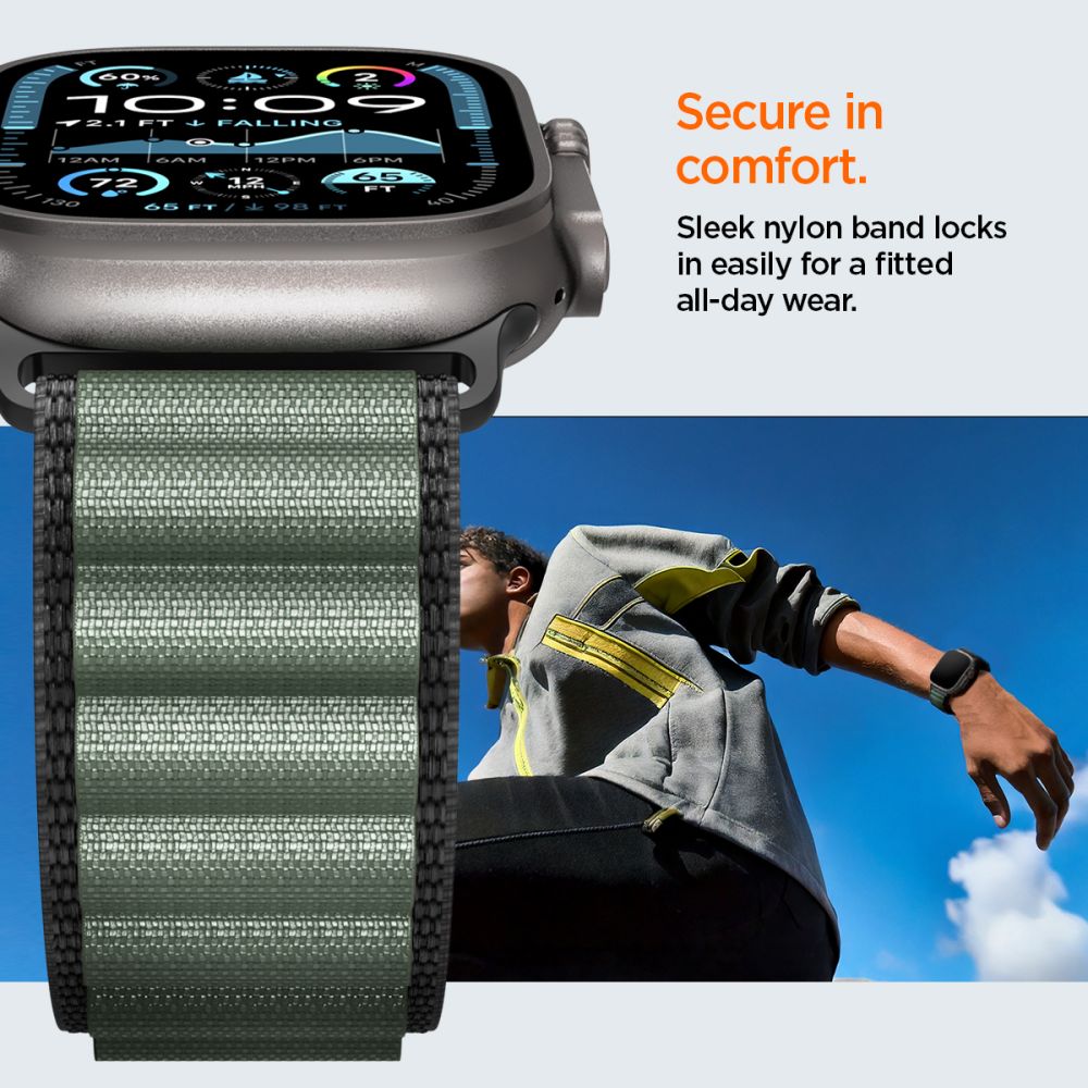 Dirželis Spigen WBF1 dirželis Apple Watch 44 / 45 / 46 / 49 mm - juodas ir žalias