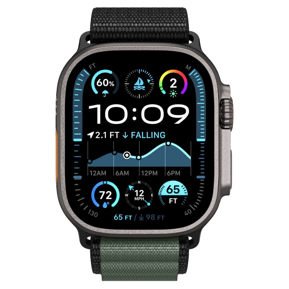 Dirželis Spigen WBF1 dirželis Apple Watch 44 / 45 / 46 / 49 mm - juodas ir žalias