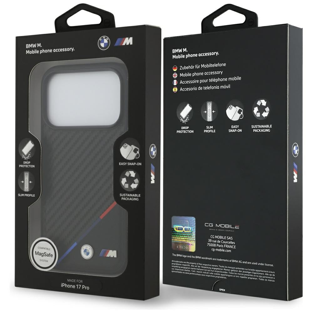 BMW M Carbon Tricolor Line MagSafe dėklas, skirtas iPhone 17 Pro - Juodas -- iPhone 17 Pro