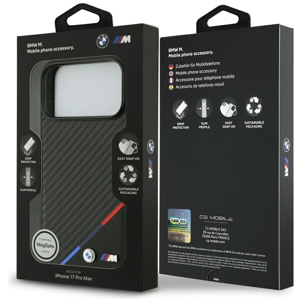 BMW M Carbon Tricolor Line MagSafe dėklas, skirtas iPhone 17 Pro Max - Juodas -- iPhone 17 Pro Max