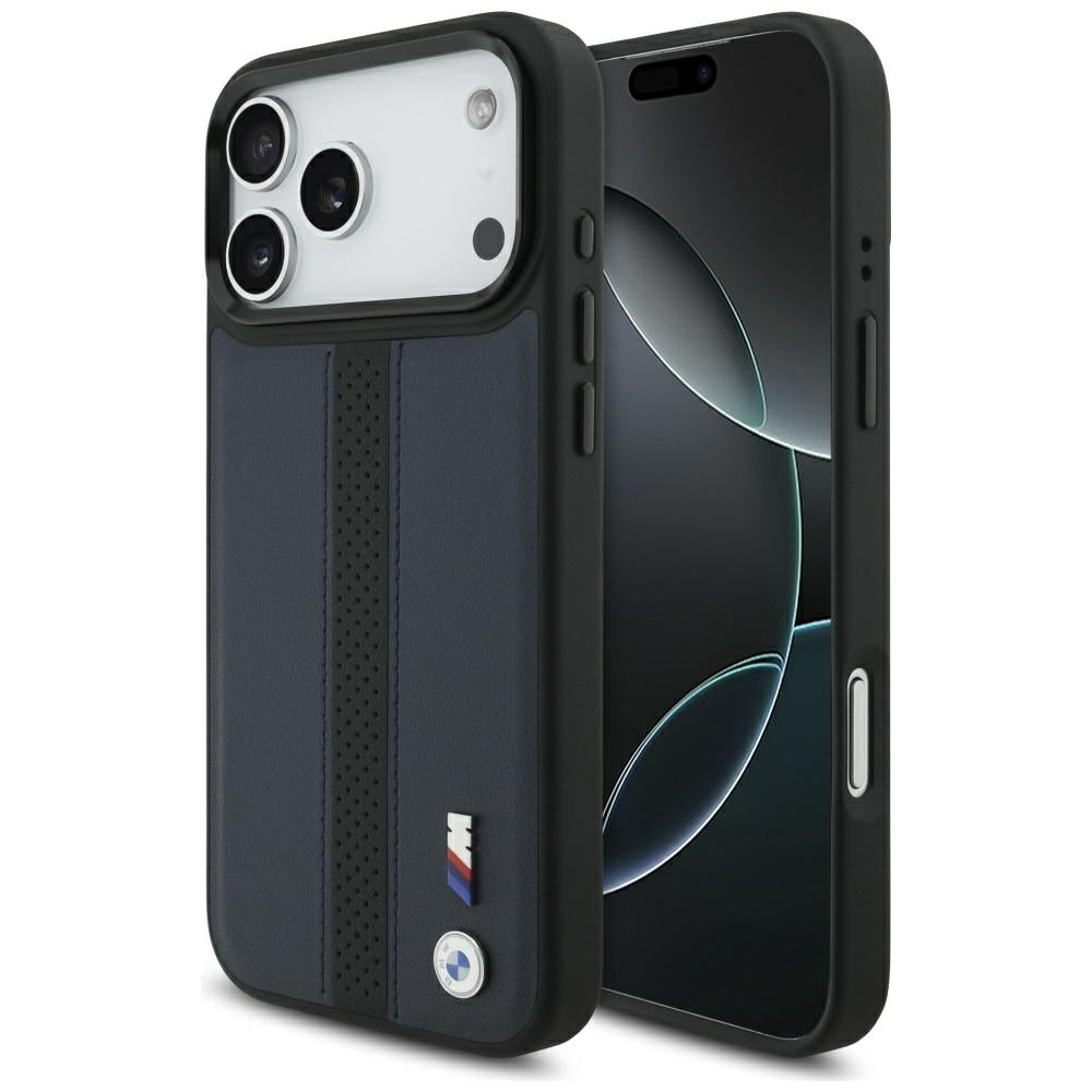 BMW M Perforated Stripe Logo MagSafe dėklas, skirtas iPhone 17 Pro Max - Tamsiai mėlynas -- iPhone 17 Pro Max
