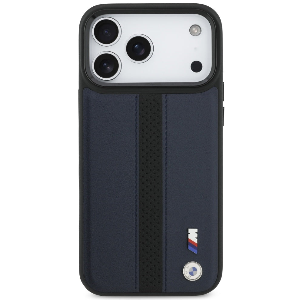 BMW M Perforated Stripe Logo MagSafe dėklas, skirtas iPhone 17 Pro Max - Tamsiai mėlynas -- iPhone 17 Pro Max