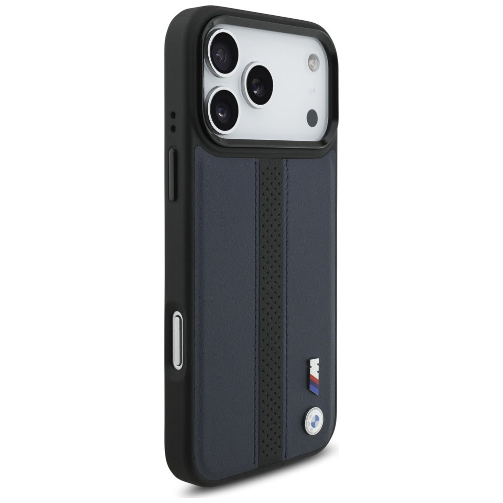 BMW M Perforated Stripe Logo MagSafe dėklas, skirtas iPhone 17 Pro Max - Tamsiai mėlynas -- iPhone 17 Pro Max