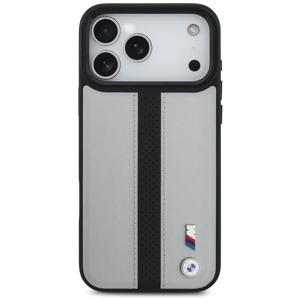BMW M perforuotas juostelinis logotipas MagSafe Dėklas, skirtas iPhone 17 Pro Max - Gray