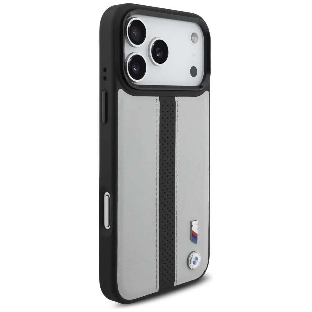 BMW M perforuotas juostelinis logotipas MagSafe Dėklas, skirtas iPhone 17 Pro Max - Gray