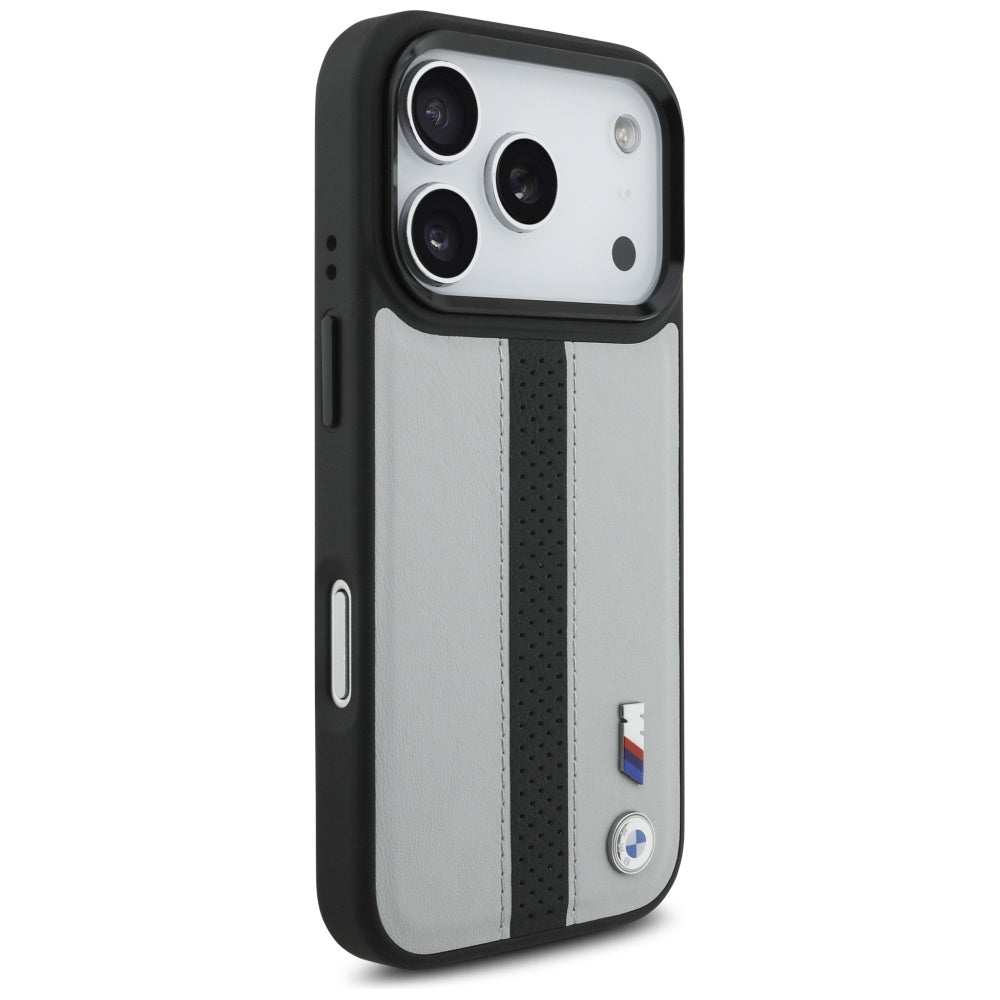BMW M perforuotas juostelinis logotipas MagSafe Dėklas, skirtas iPhone 17 Pro - Gray