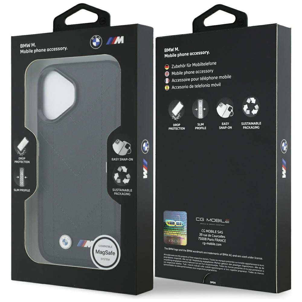 BMW M Quilted Logo MagSafe dėklas iPhone 17 – juodas