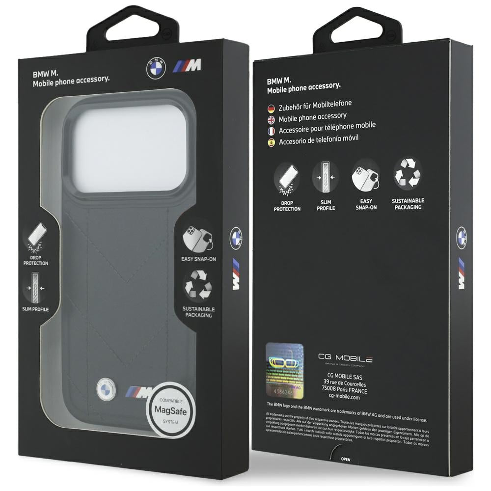 BMW M Quilted MagSafe dėklas iPhone 17 Pro – juodas