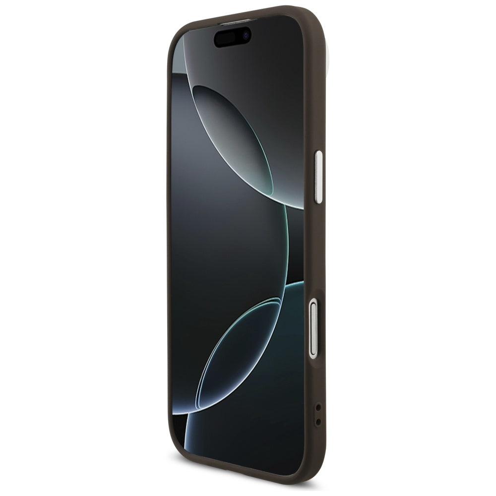 Guess 4G Didelis 4G Klasikinis logotipo dėklas, skirtas iPhone 17 Air - ruda ir sidabrinė