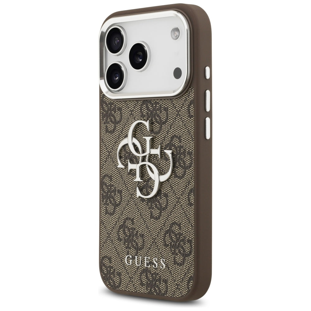 Guess 4G dėklas iPhone 17 Pro – rudas/sidabrinis