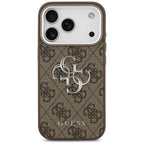 Guess 4G dėklas iPhone 17 Pro – rudas/sidabrinis