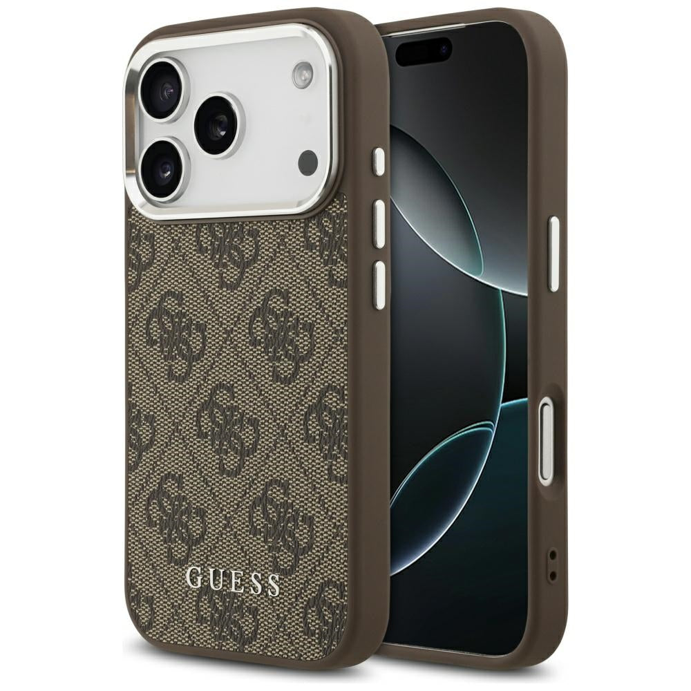 Guess 4G Klasikinis logotipas MagSafe Dėklas, skirtas iPhone 17 Pro Max - ruda