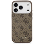 Guess 4G Klasikinis logotipas MagSafe Dėklas, skirtas iPhone 17 Pro Max - ruda