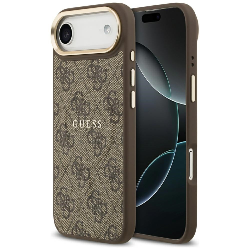 Guess 4G PU Klasikinis logotipas MagSafe Dėklas, skirtas iPhone 17 Air - ruda