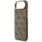 Guess 4G PU Klasikinis logotipas MagSafe Dėklas, skirtas iPhone 17 Air - ruda