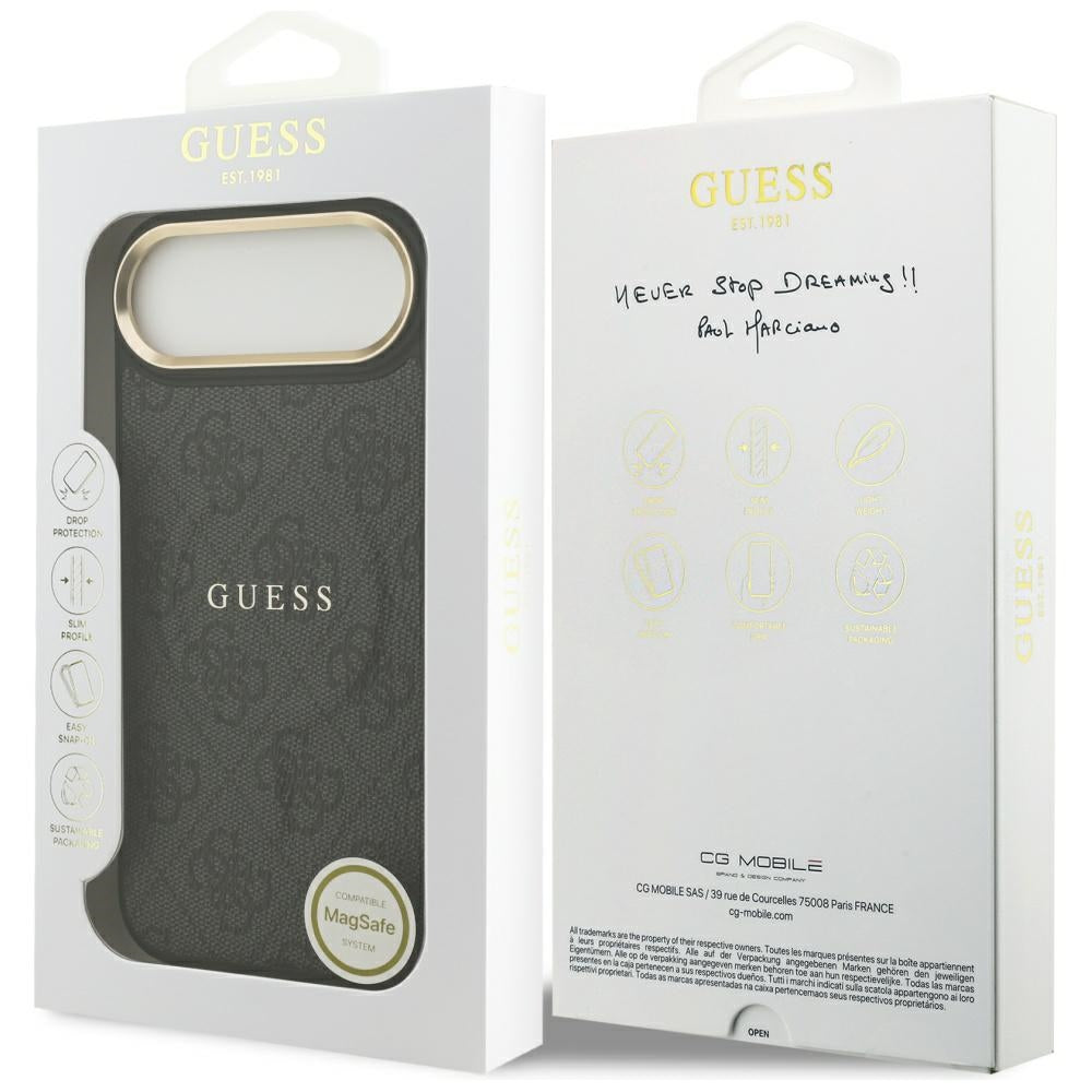 Guess 4G PU Classic Logo MagSafe dėklas iPhone 17 Air - juodas