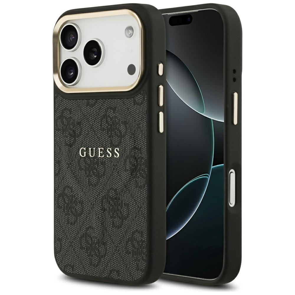 Guess 4G PU Classic Logo MagSafe dėklas iPhone 17 Pro - juodas