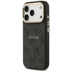 Guess 4G PU Classic Logo MagSafe dėklas iPhone 17 Pro - juodas