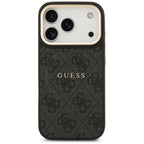 Guess 4G PU Classic Logo MagSafe dėklas iPhone 17 Pro - juodas